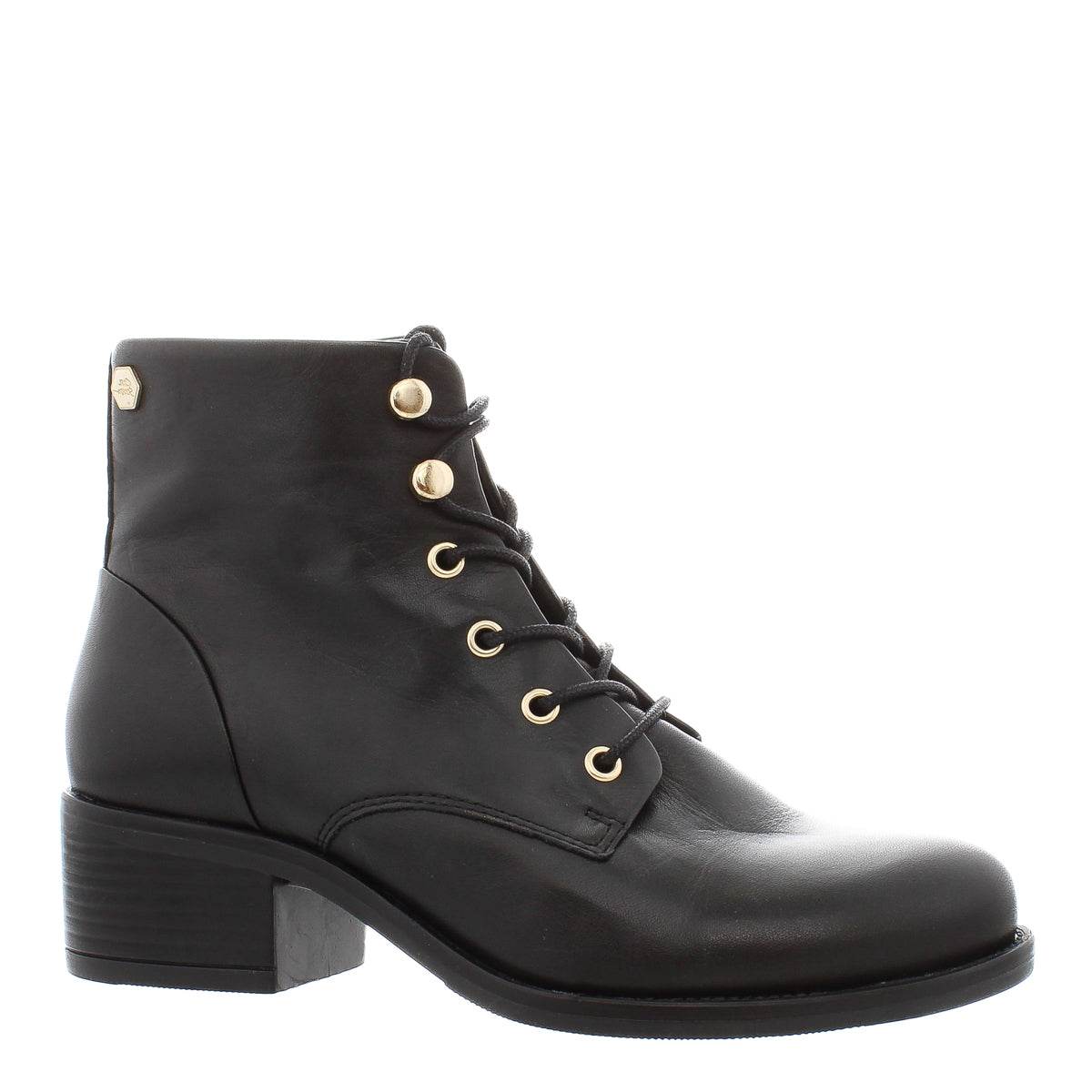 Ocean Black Leather Lace Up Ankle Boots