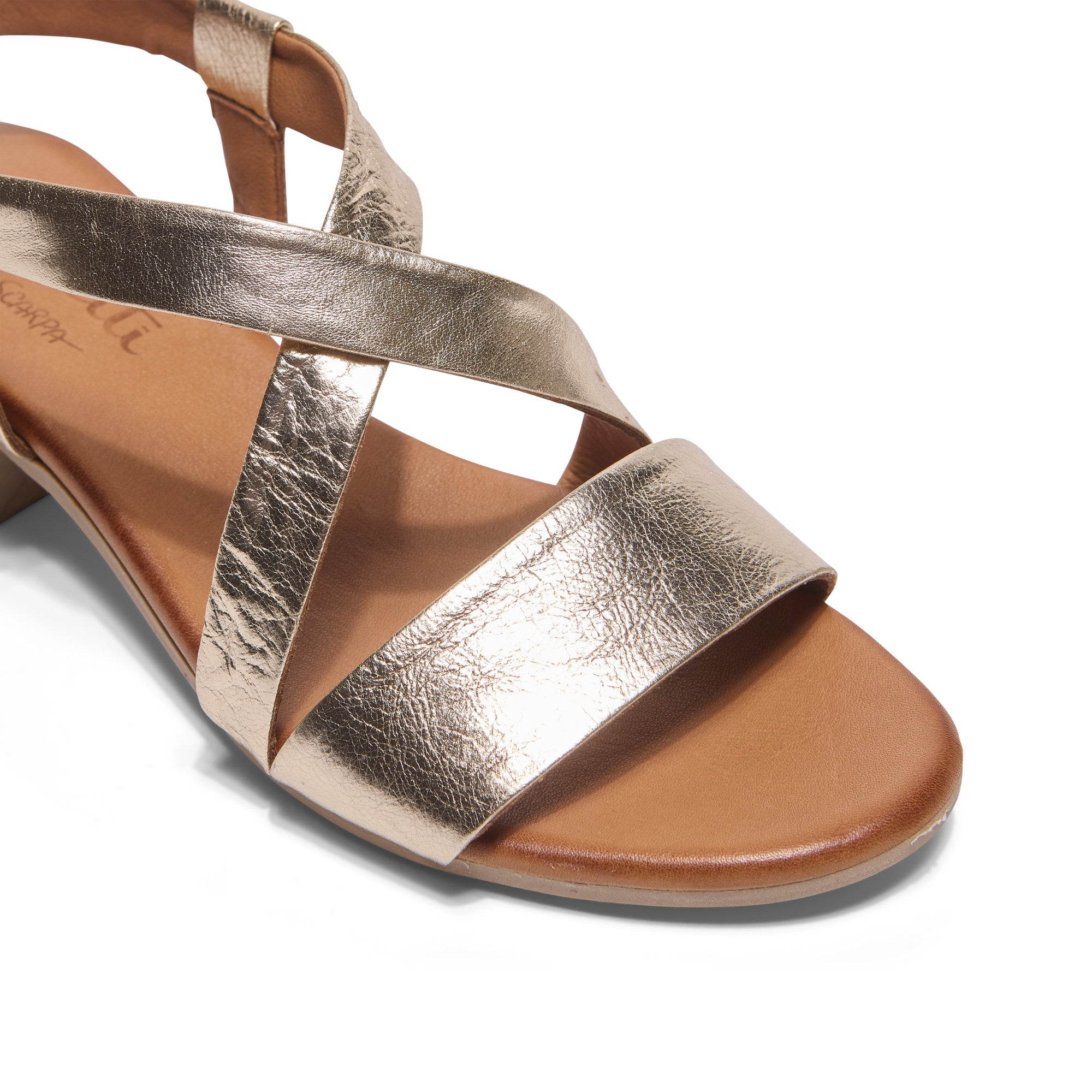 Tianey Gold Leather Strappy Sandals