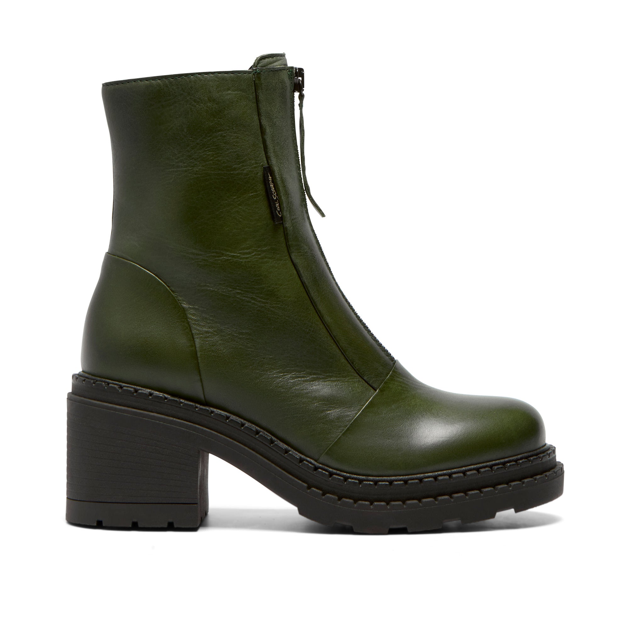 Imario Green Leather Ankle Boot