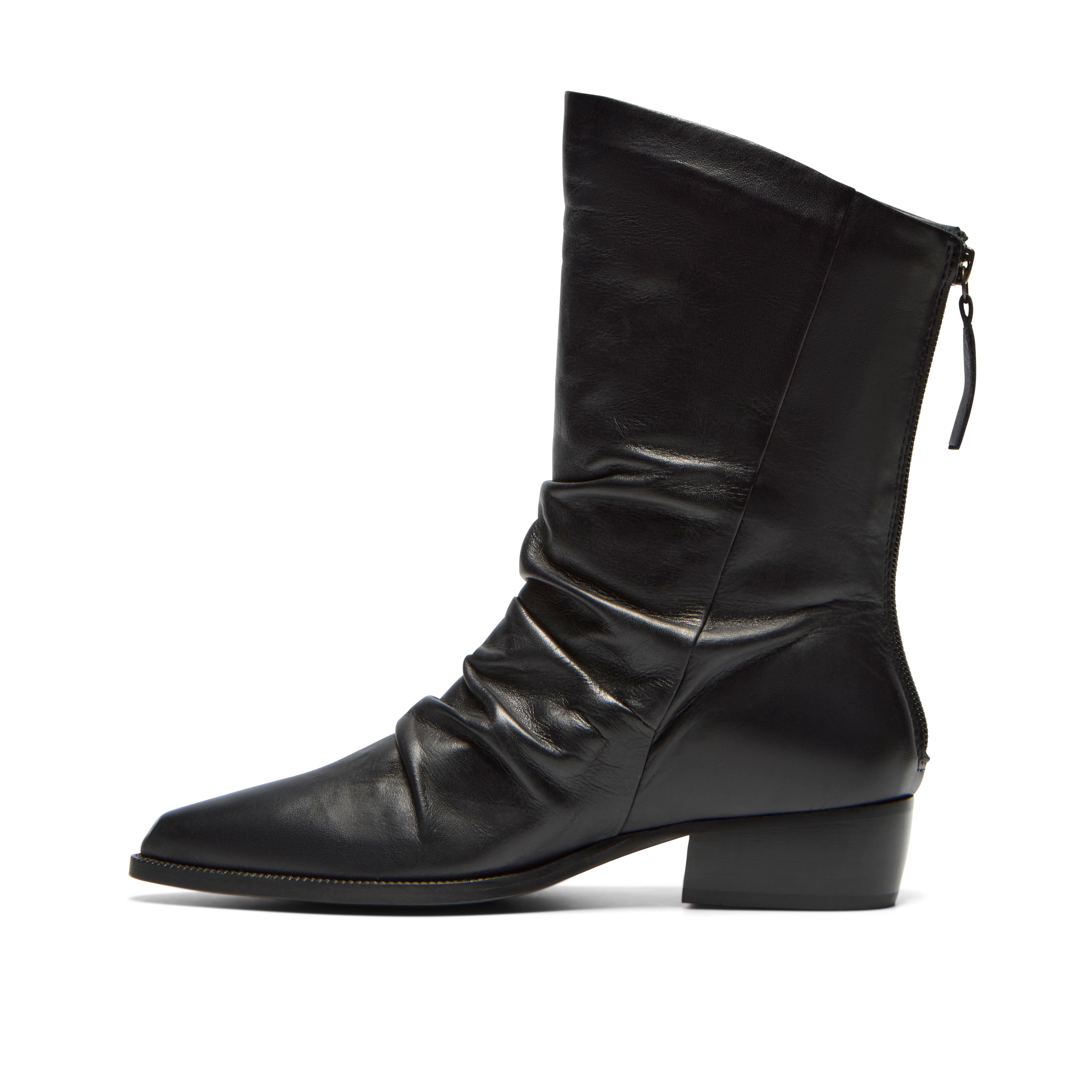 Nerissa Black Leather Ankle Boot