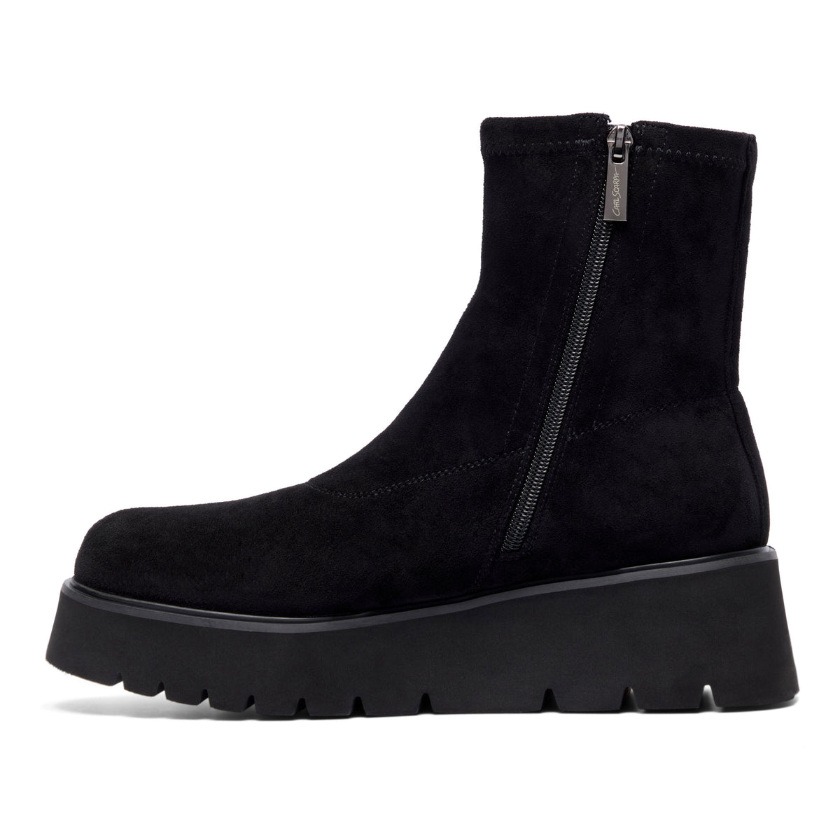 Seravina Black Faux Suede Ankle Boot