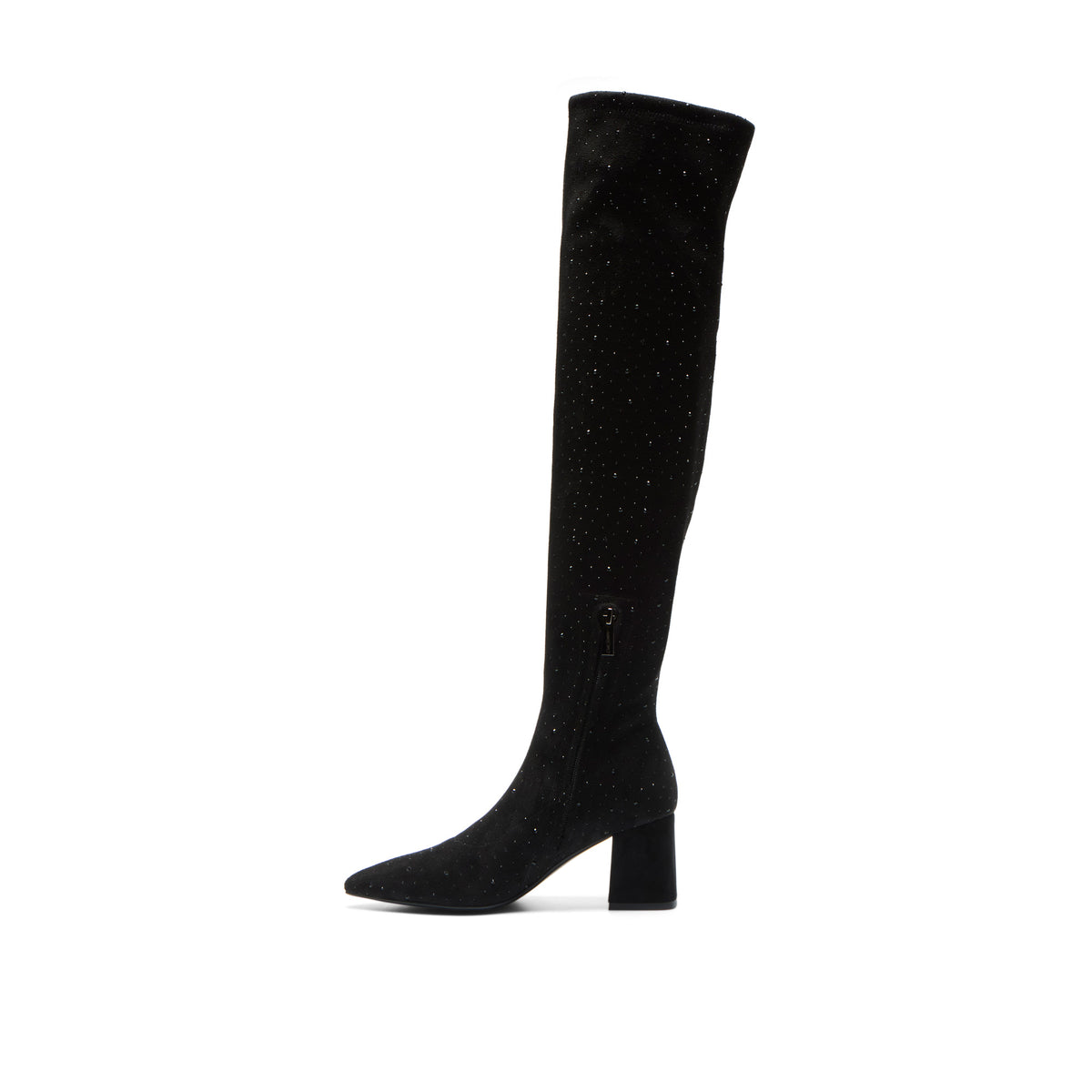 Sparklette Black Knee High Boots