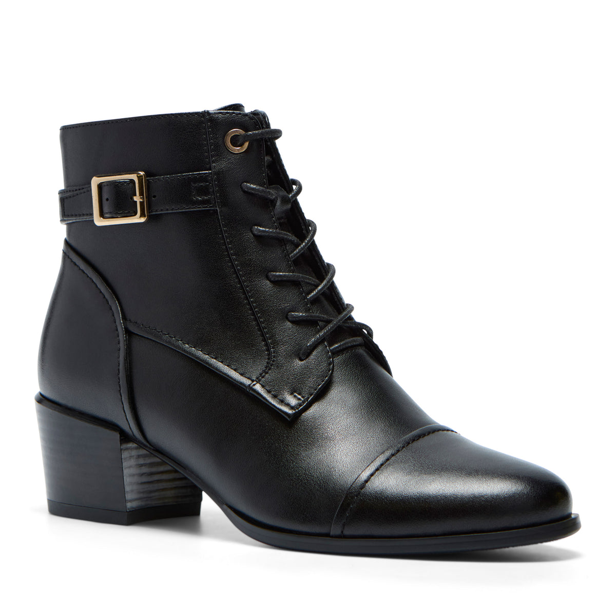 Marielle Black Leather Ankle Boot