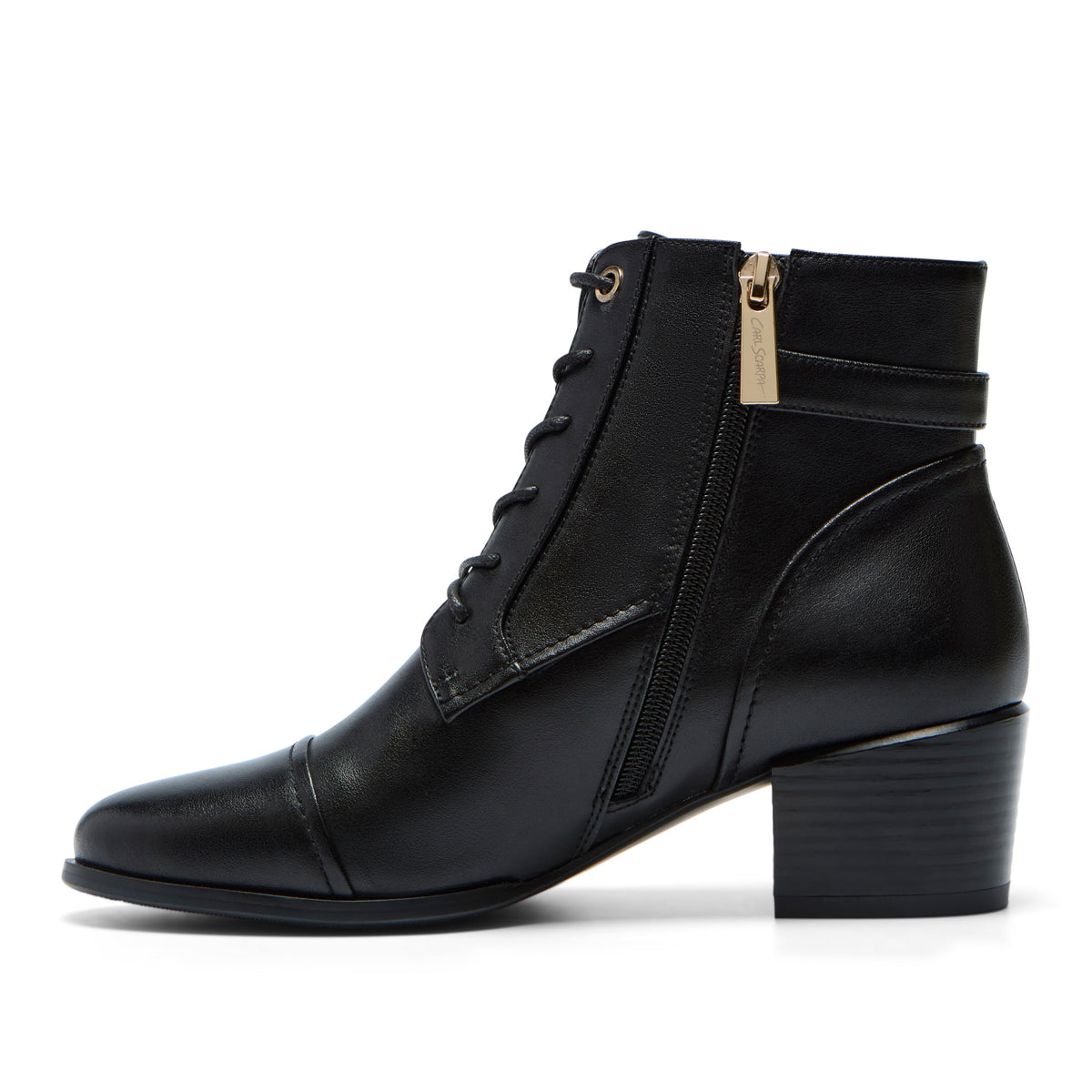 Marielle Black Leather Ankle Boot