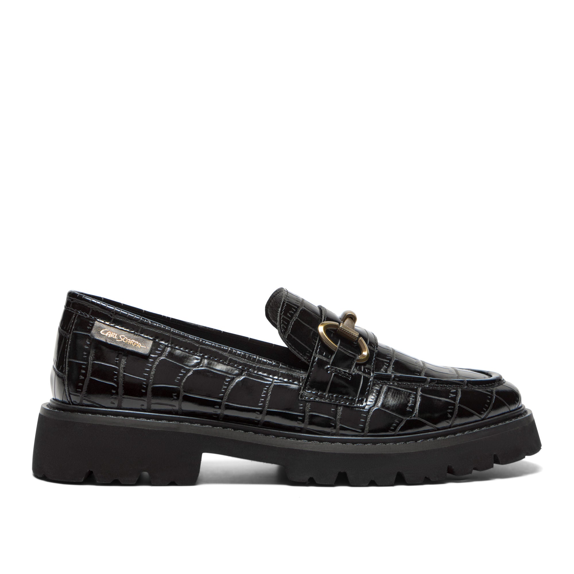 Sidonie Black Croc Leather Loafer