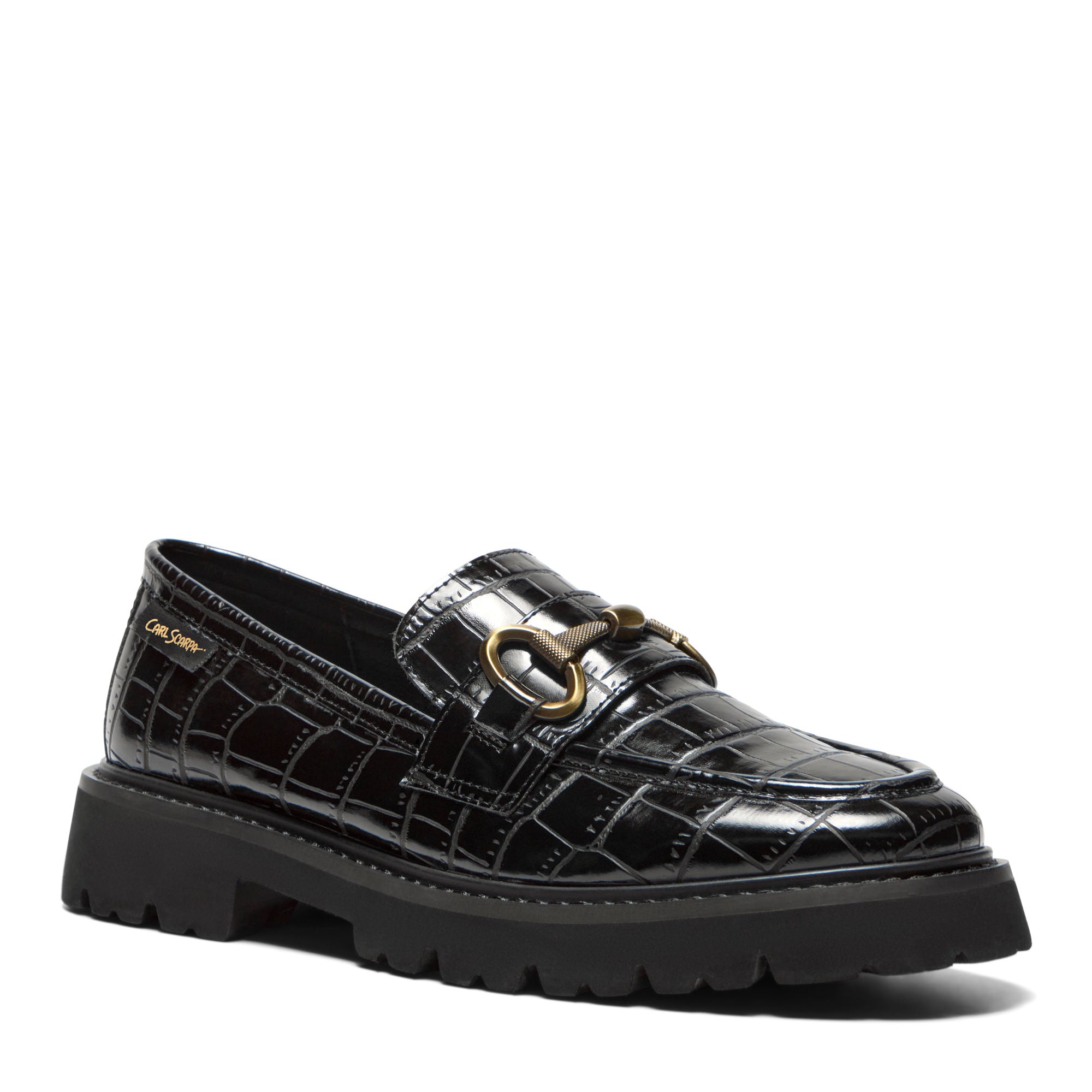 Sidonie Black Croc Leather Loafer