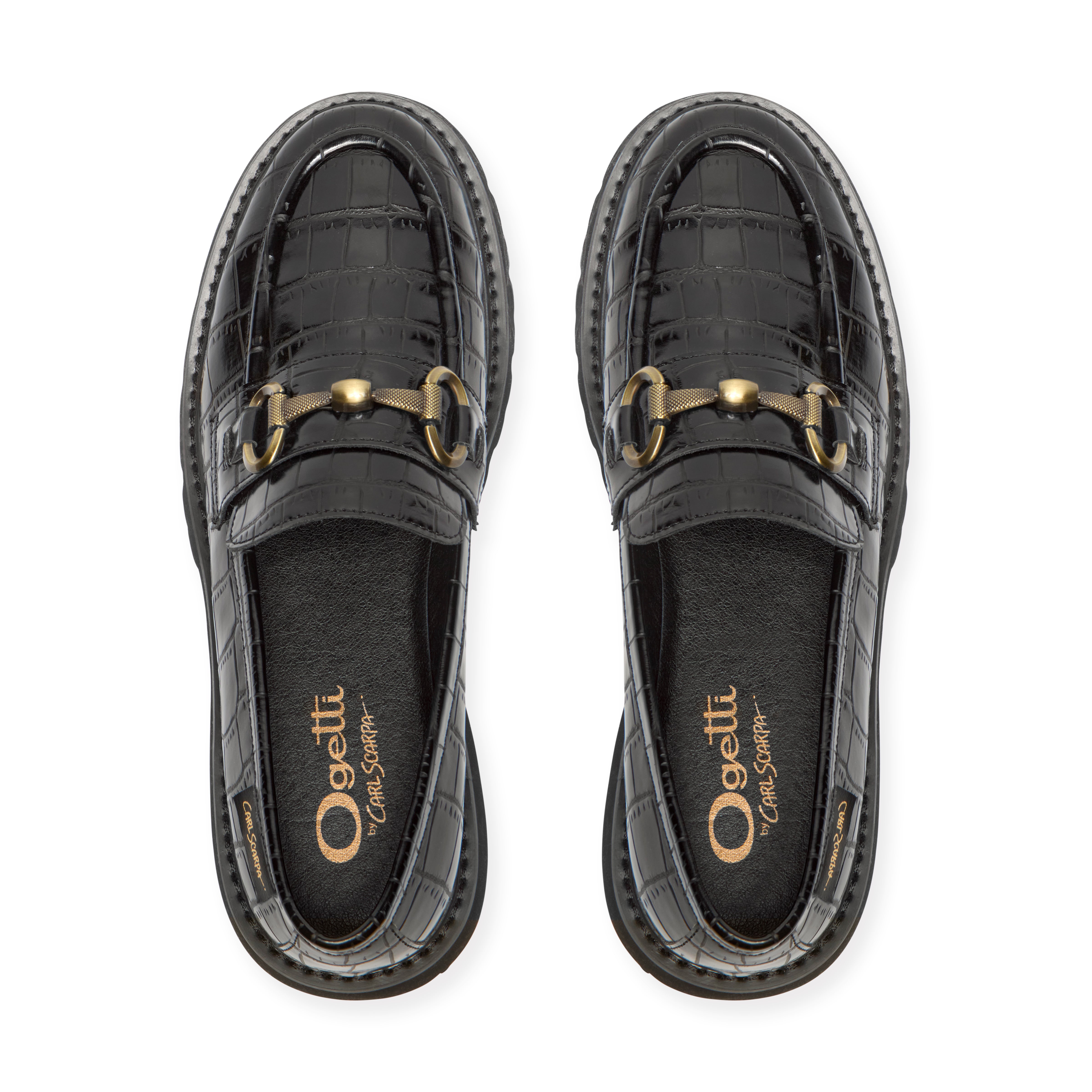 Sidonie Black Croc Leather Loafer