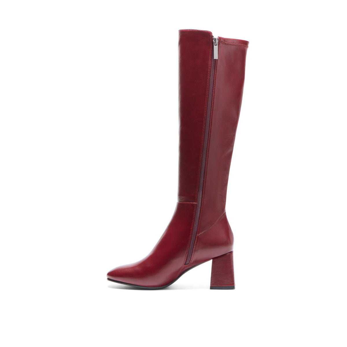 Jilianna Red Leather Knee High Boots