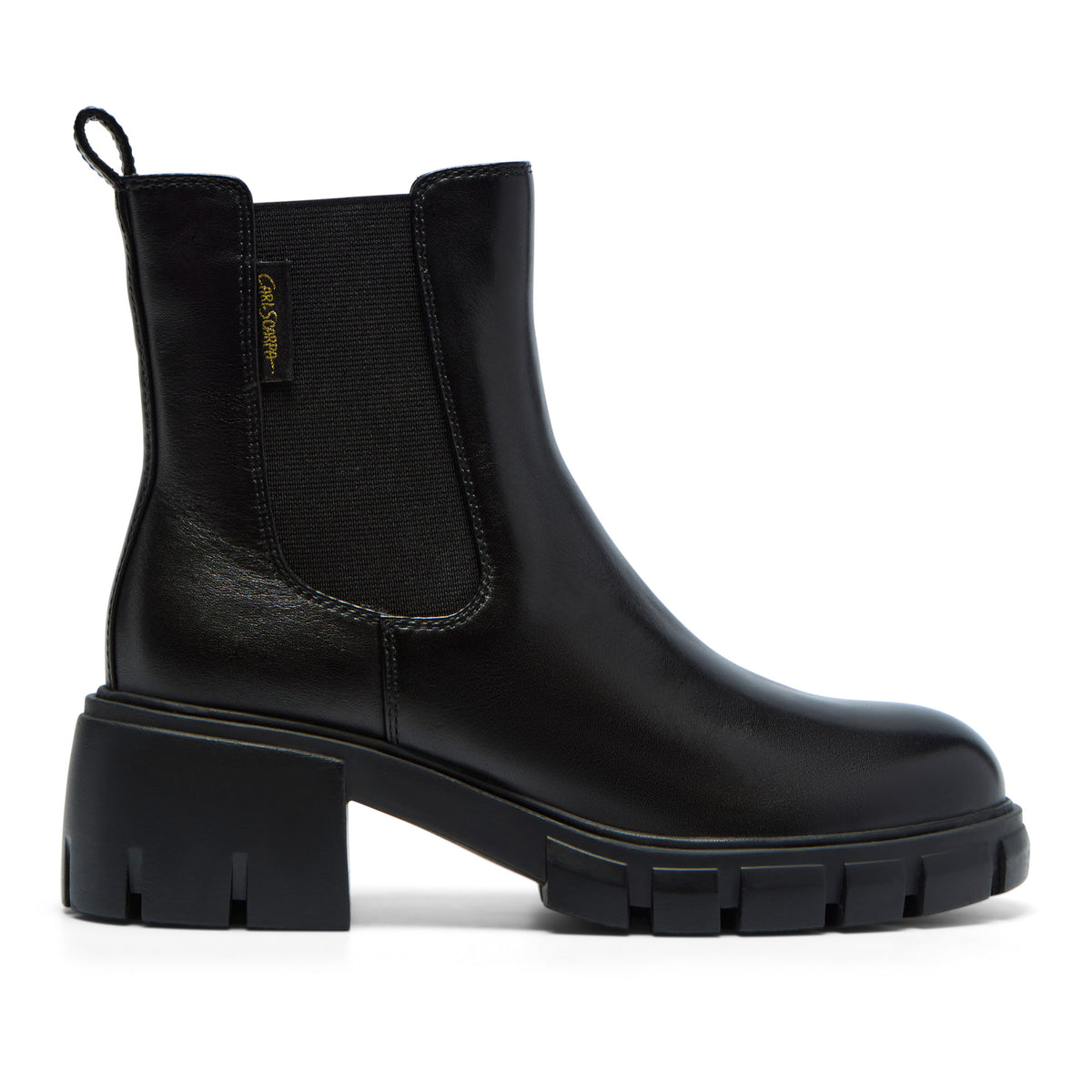 Elvia Black Leather Ankle Boot