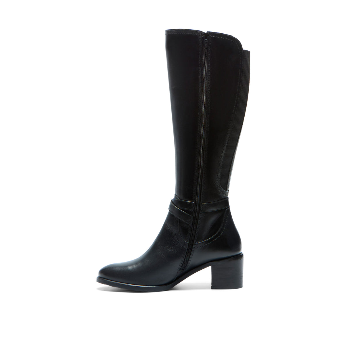 Elverino Black Leather Knee High Boots