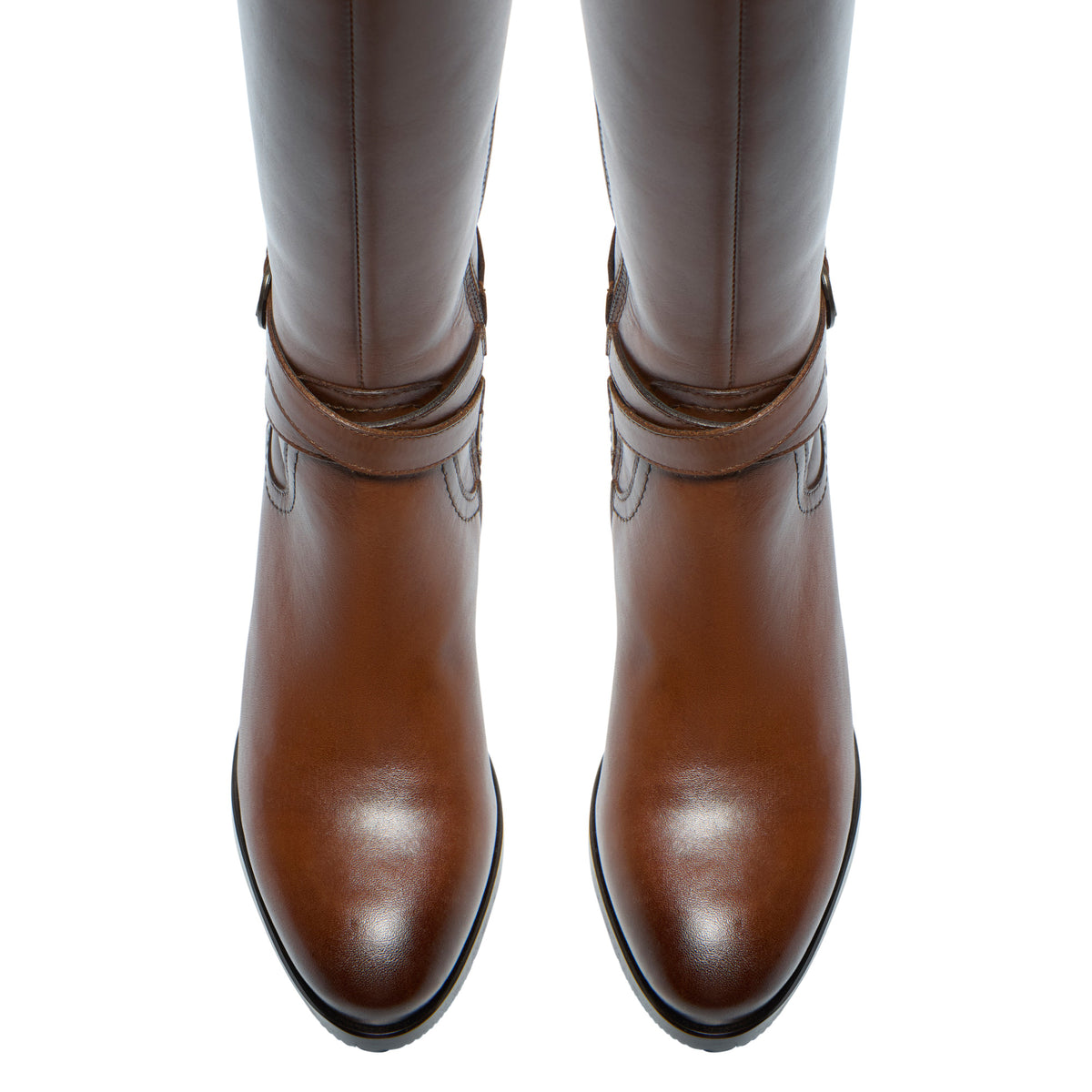 Elverino Tan Leather Knee High Boots