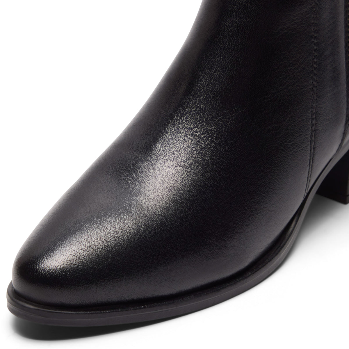 Lettina Black Leather Ankle Boot