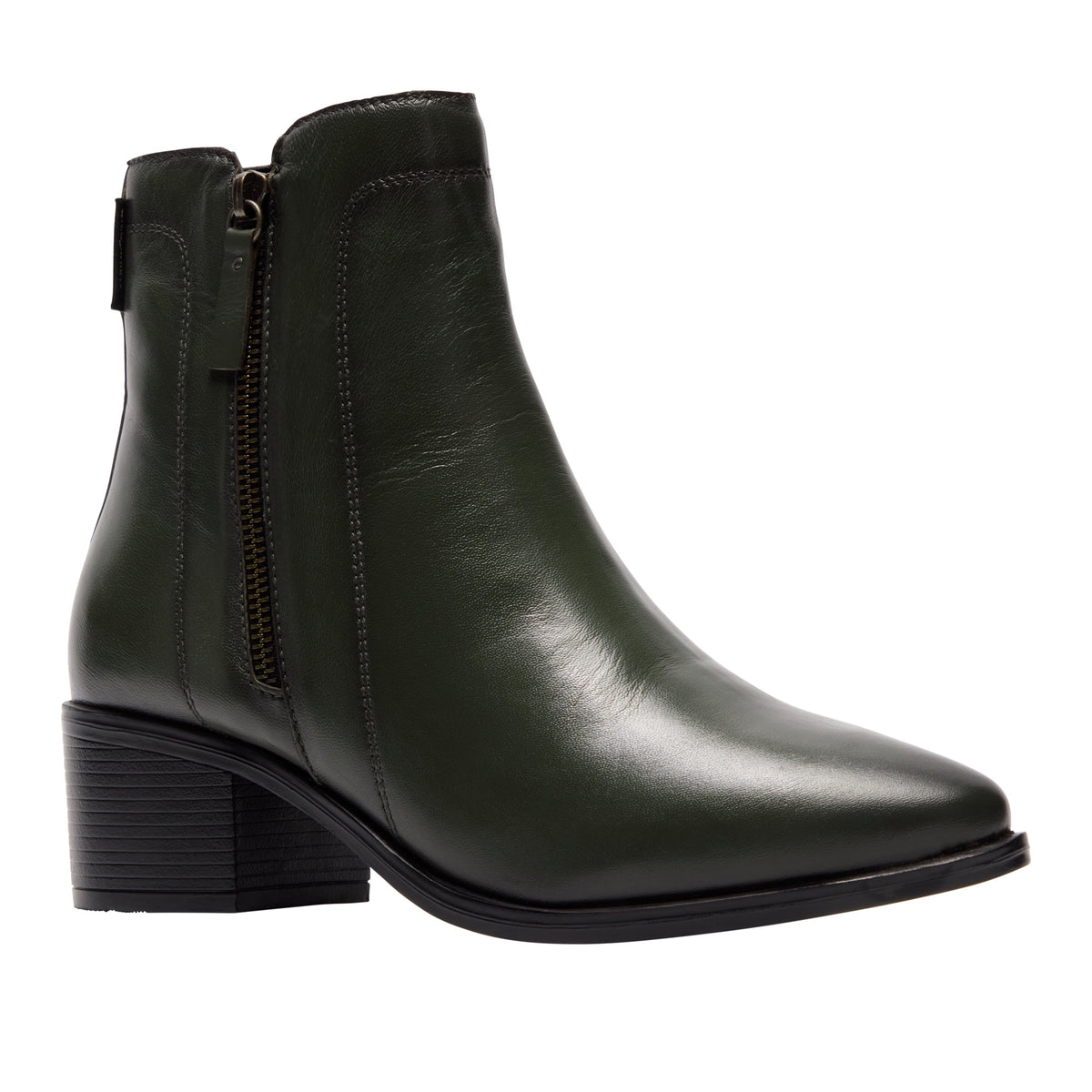 Lettina Green Leather Ankle Boot