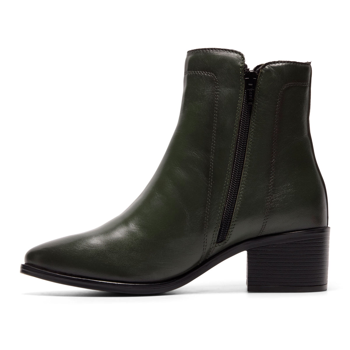 Lettina Green Leather Ankle Boot
