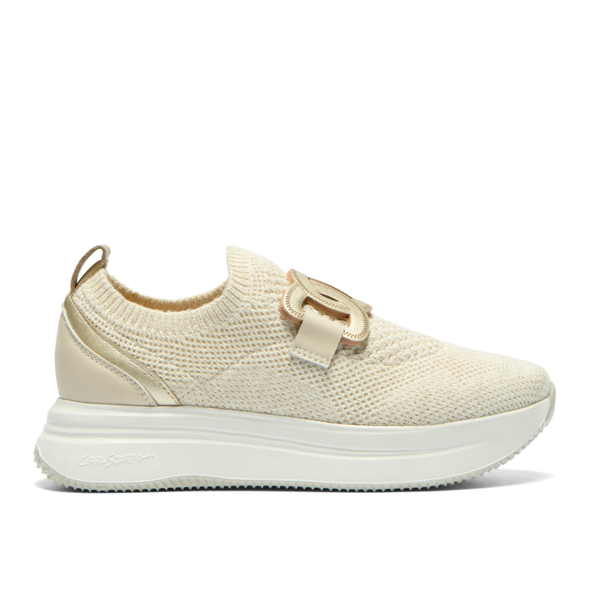 Caliagri Beige Knit Chunky Loafer