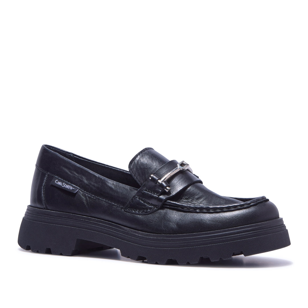 Alsenso Black Leather Loafers