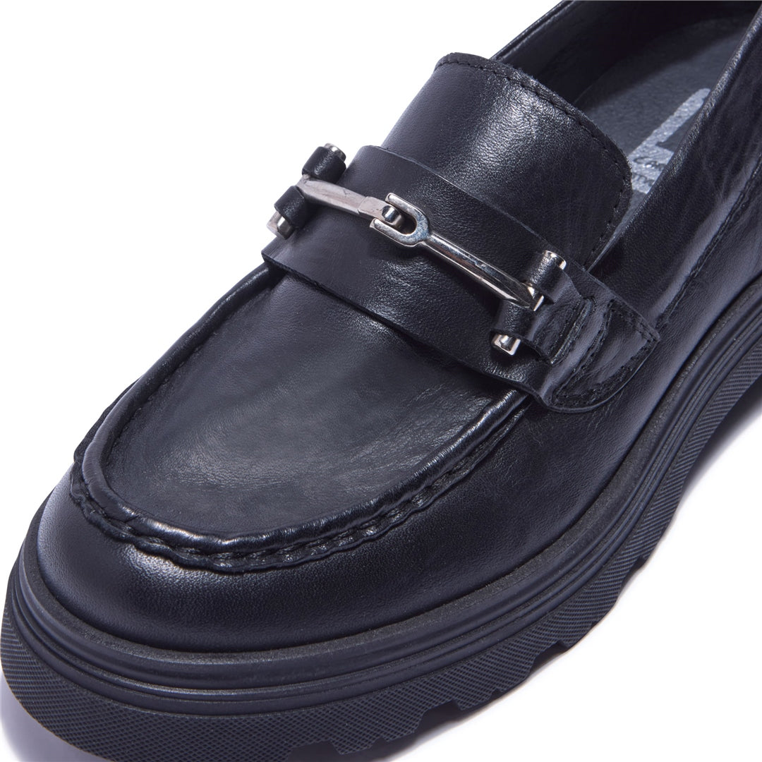 Alsenso Black Leather Loafers
