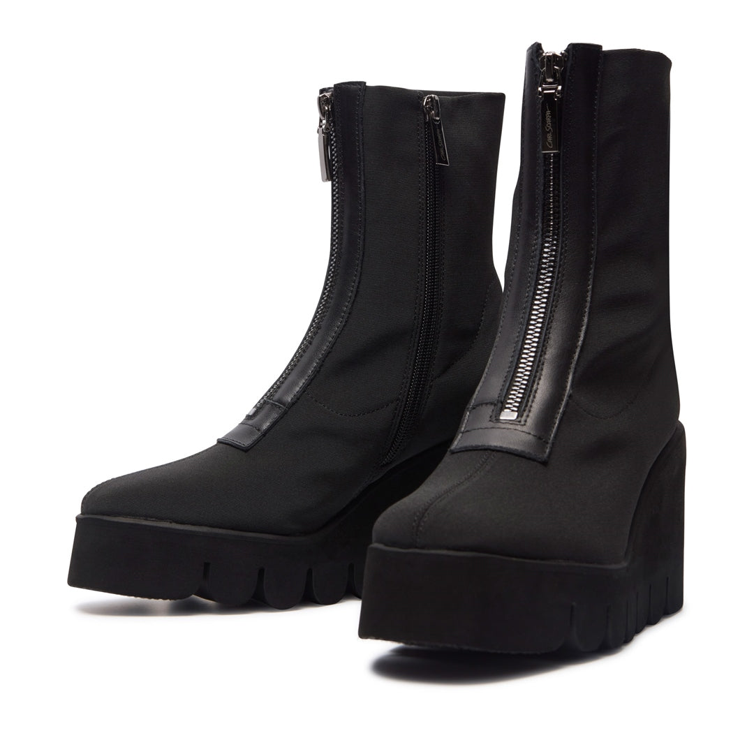 Enrico Black Stretch Ankle Boots