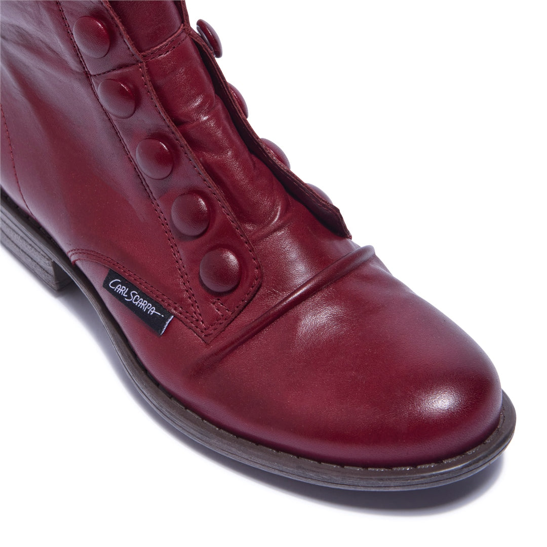Ester Bordo Leather Ankle Boots