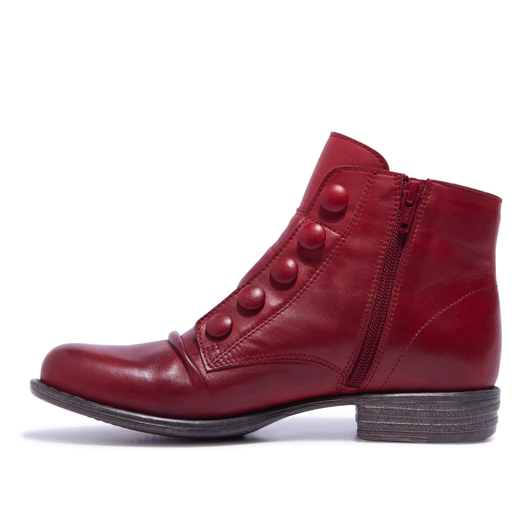 Ester Red Leather Ankle Boots