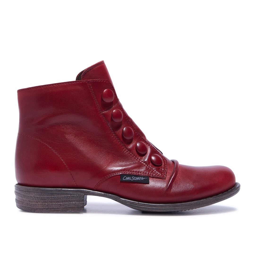 Ester Red Leather Ankle Boots