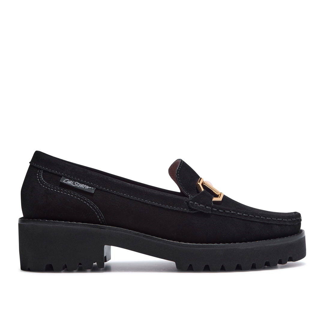 Etana Black Suede Loafers