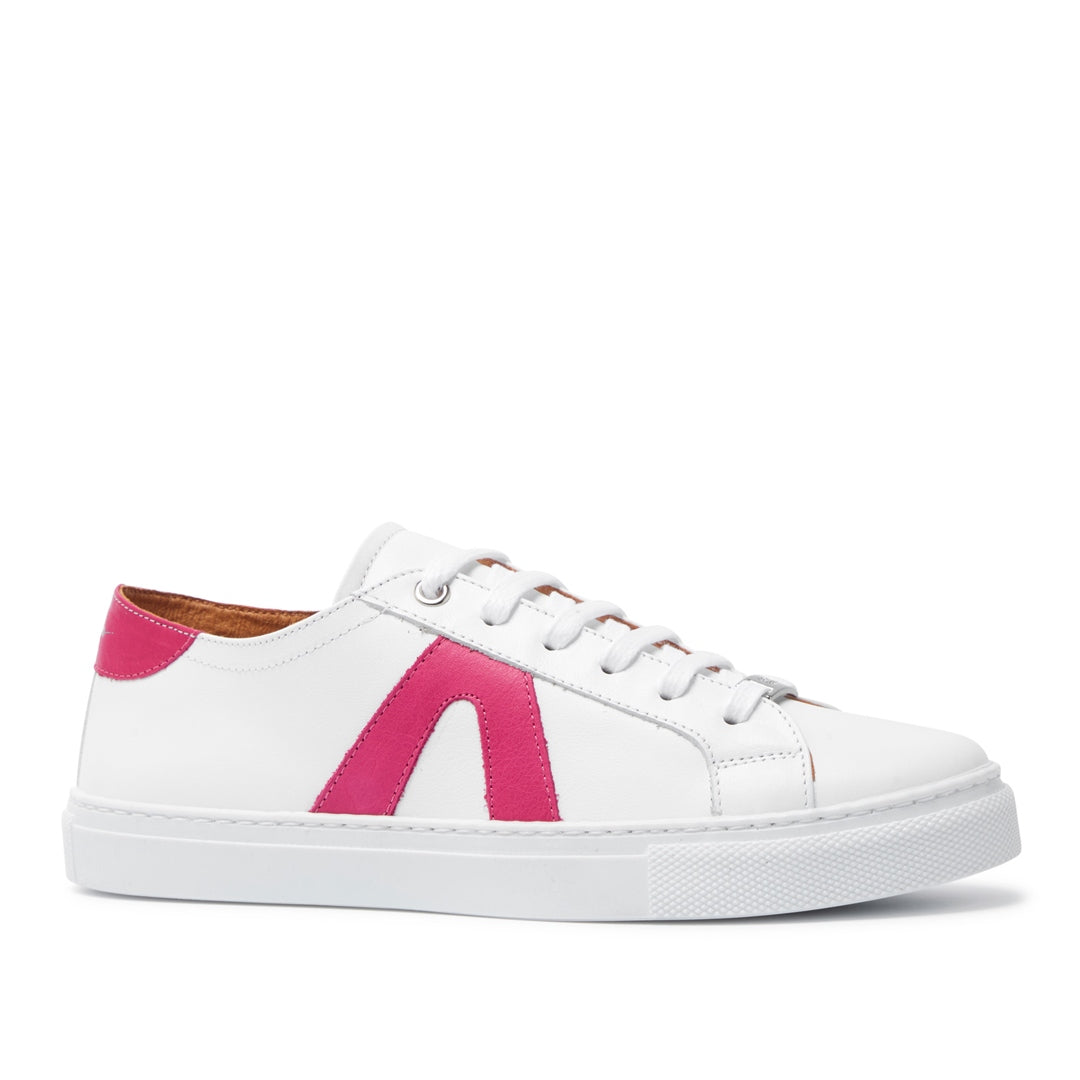 Jessi White Fuchsia Leather Trainers