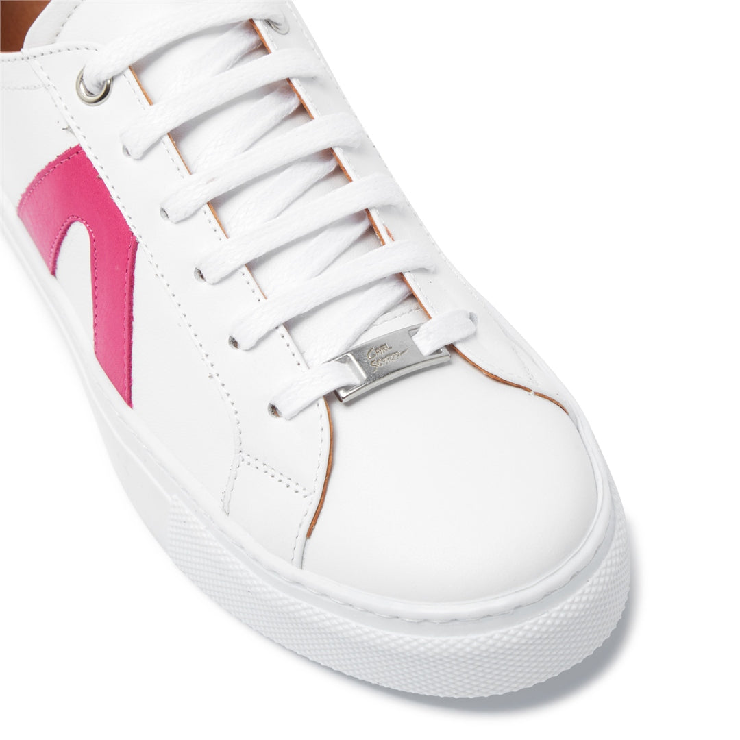 Jessi White Fuchsia Leather Trainers