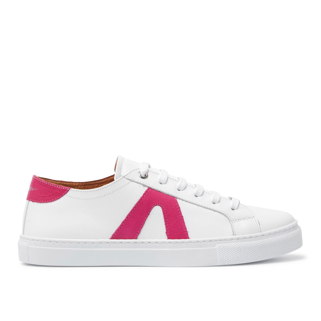 Jessi White Fuchsia Leather Trainers