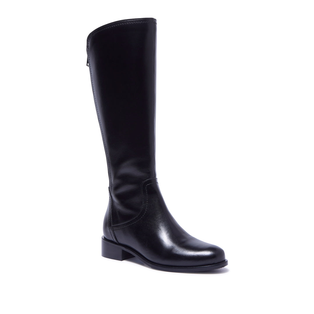 Jolette Black Leather Knee High Boots