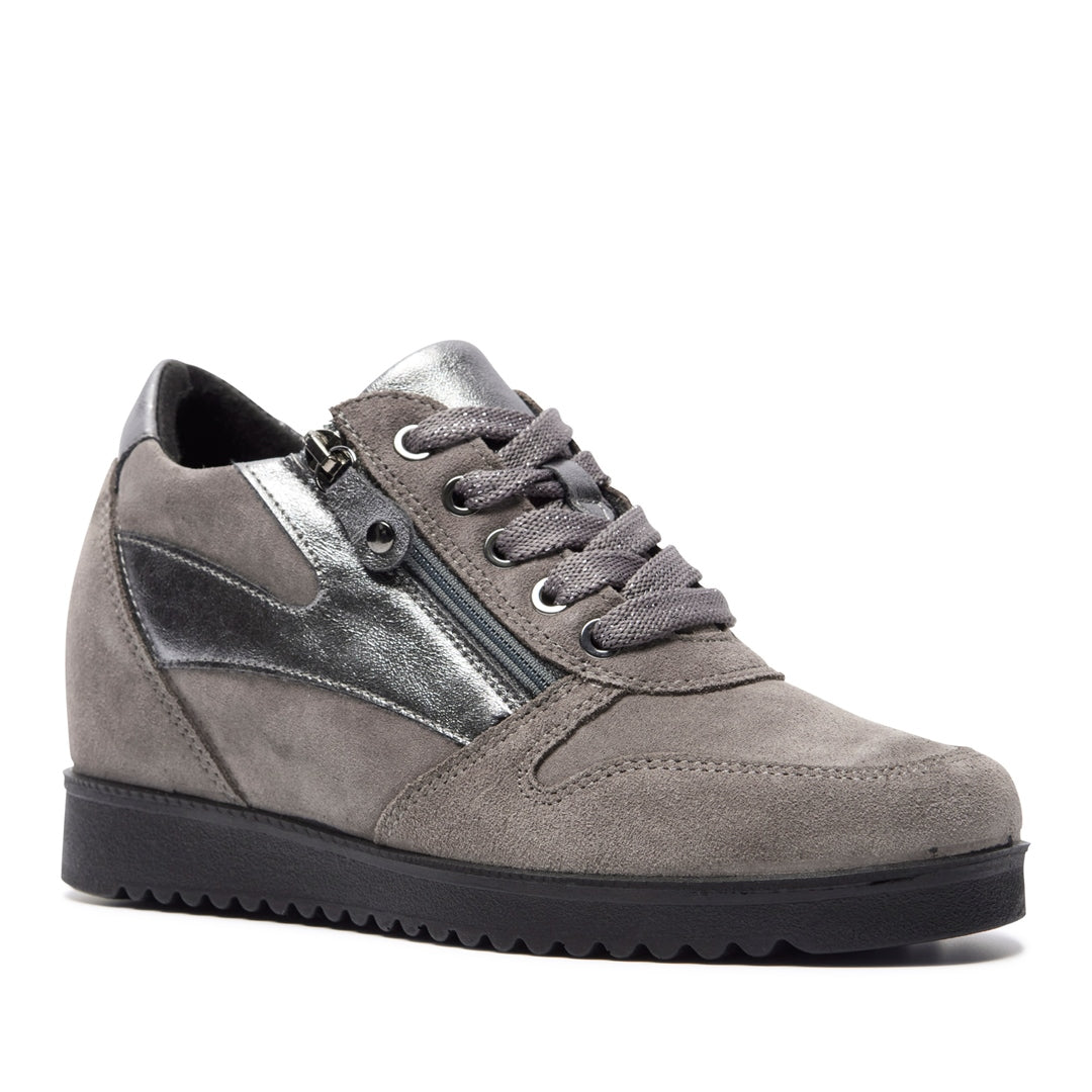 Nemoli Grey Leather Trainers