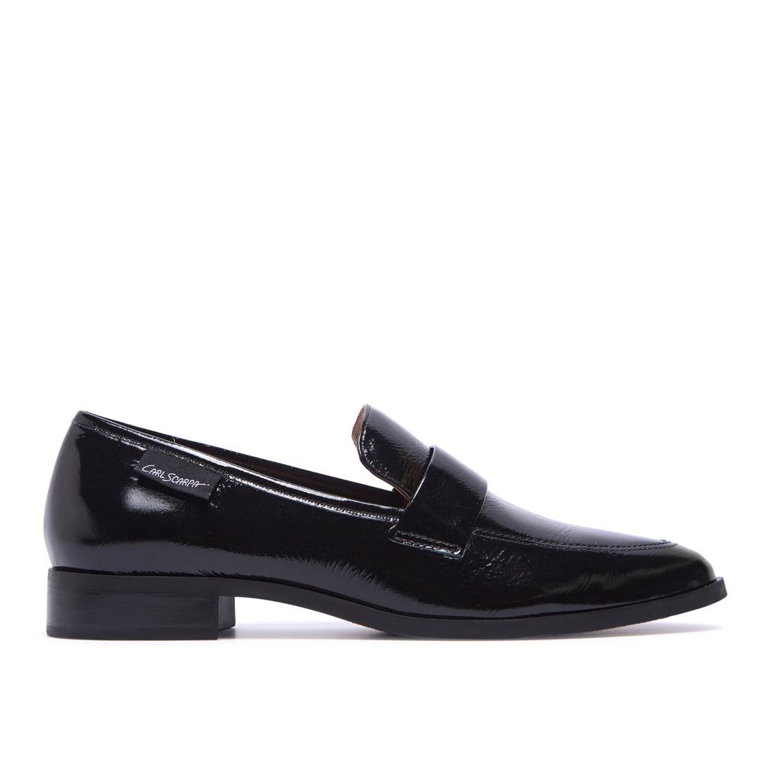 Sarina Black Patent Leather Loafers