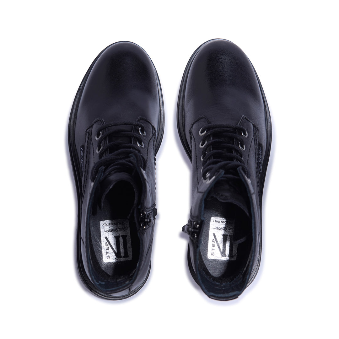 Seville Black Leather Ankle Boots