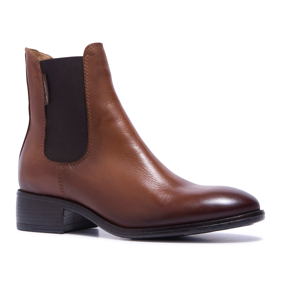 Delicio Tan Leather Ankle Boots