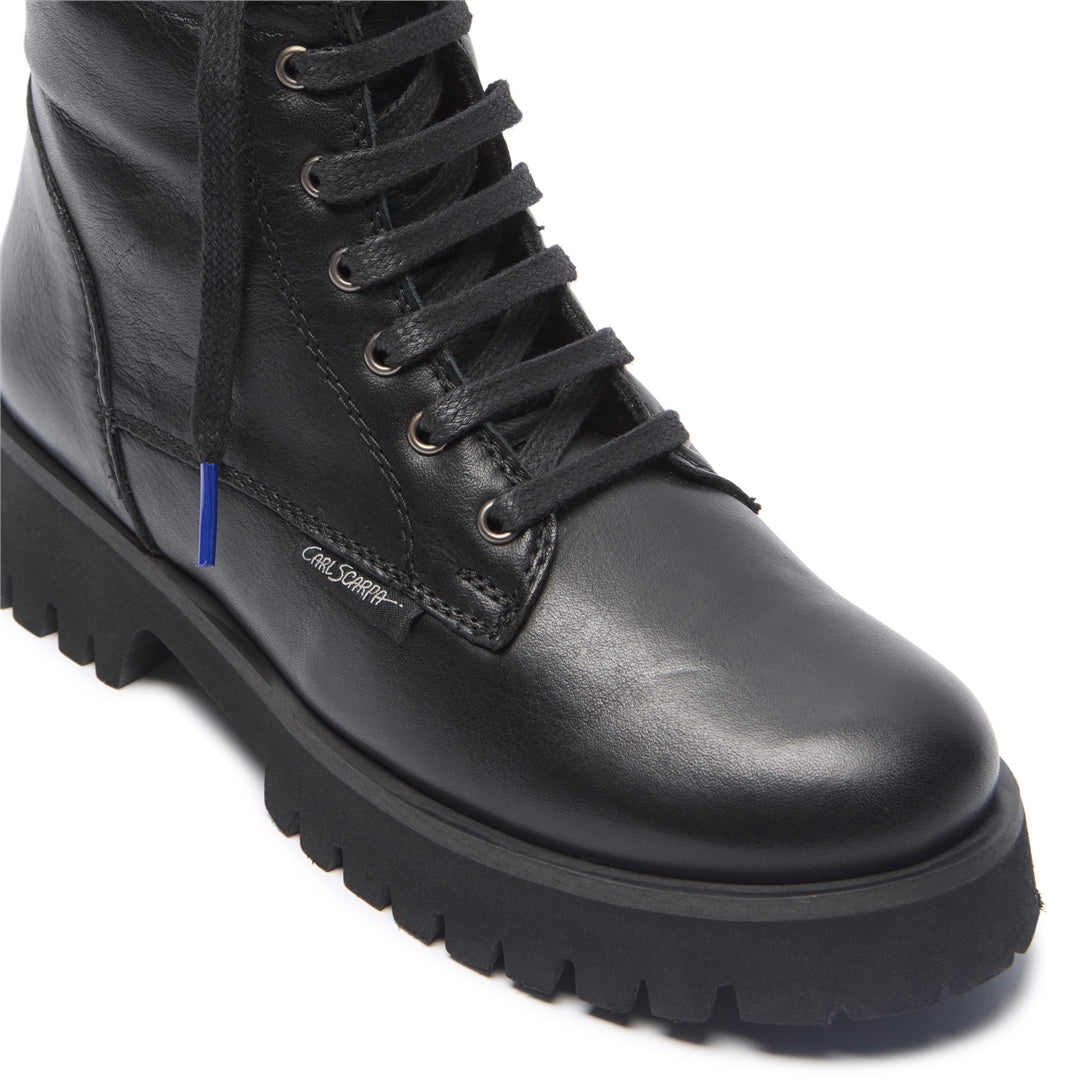 Rivello Black Leather Ankle Boots