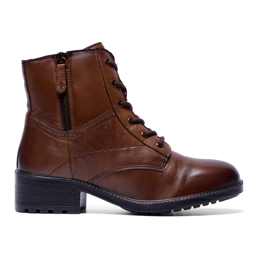 Valence Tan Leather Ankle Boots