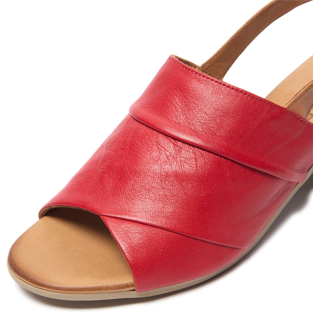 Arriba Tan/Red Leather Sandals