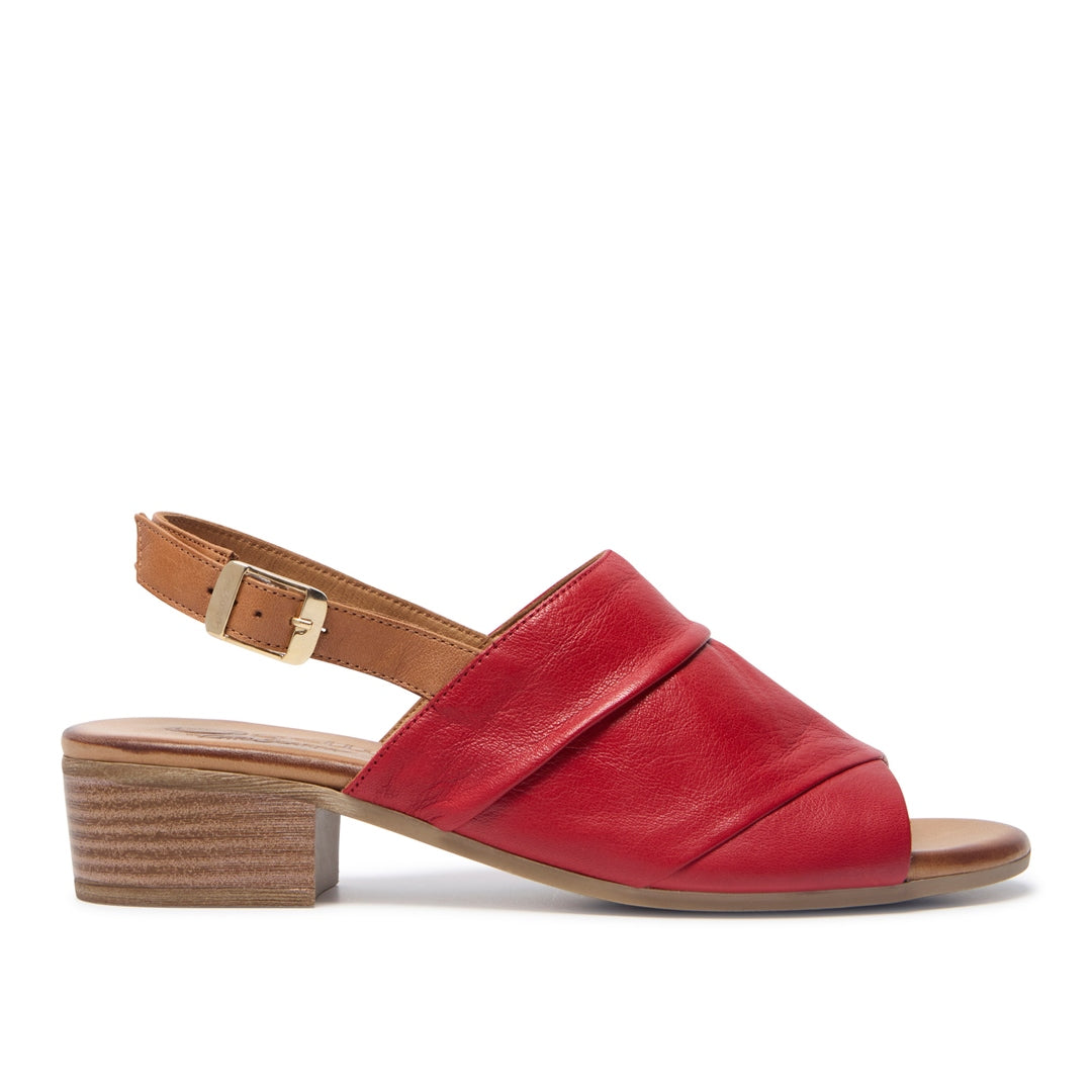 Arriba Tan/Red Leather Sandals