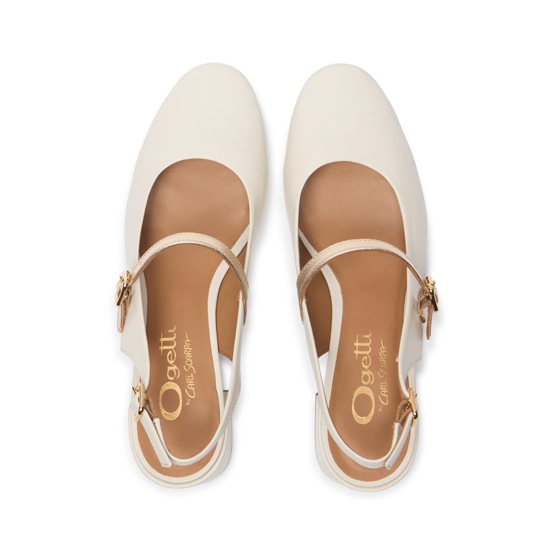 Belmonte Offwhite/ Gold Leather Sandals