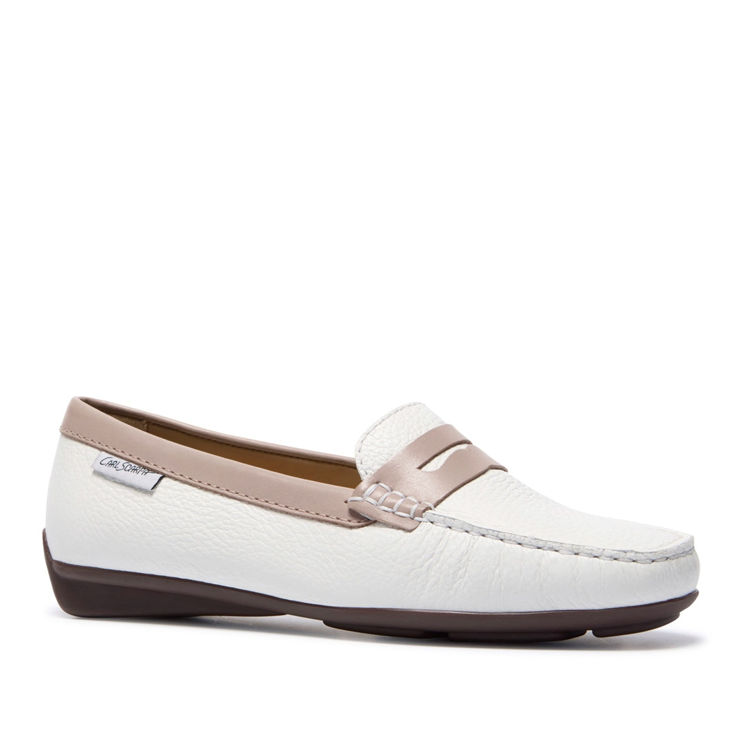 Bettina White/ Rose Leather Loafers