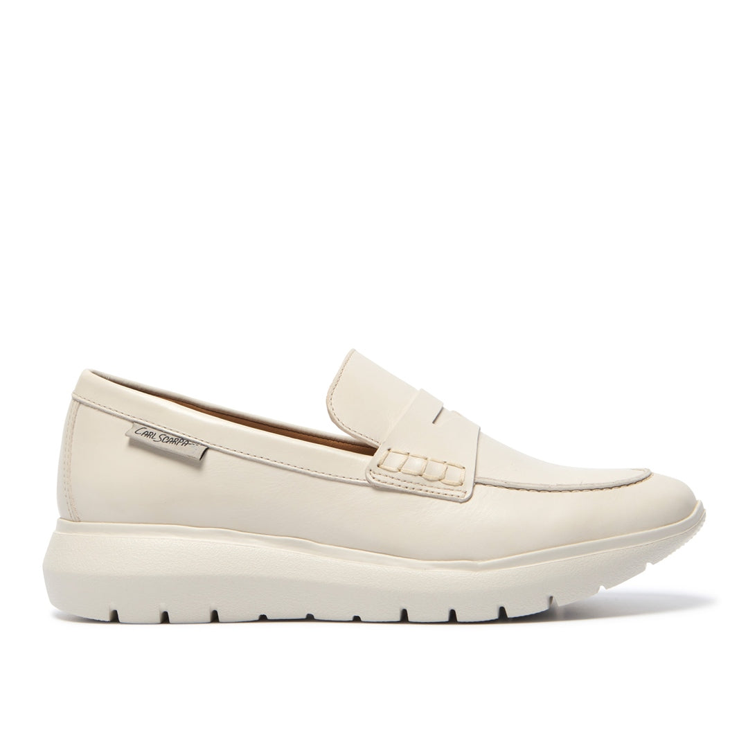 Gracelyn Off White Leather Loafers