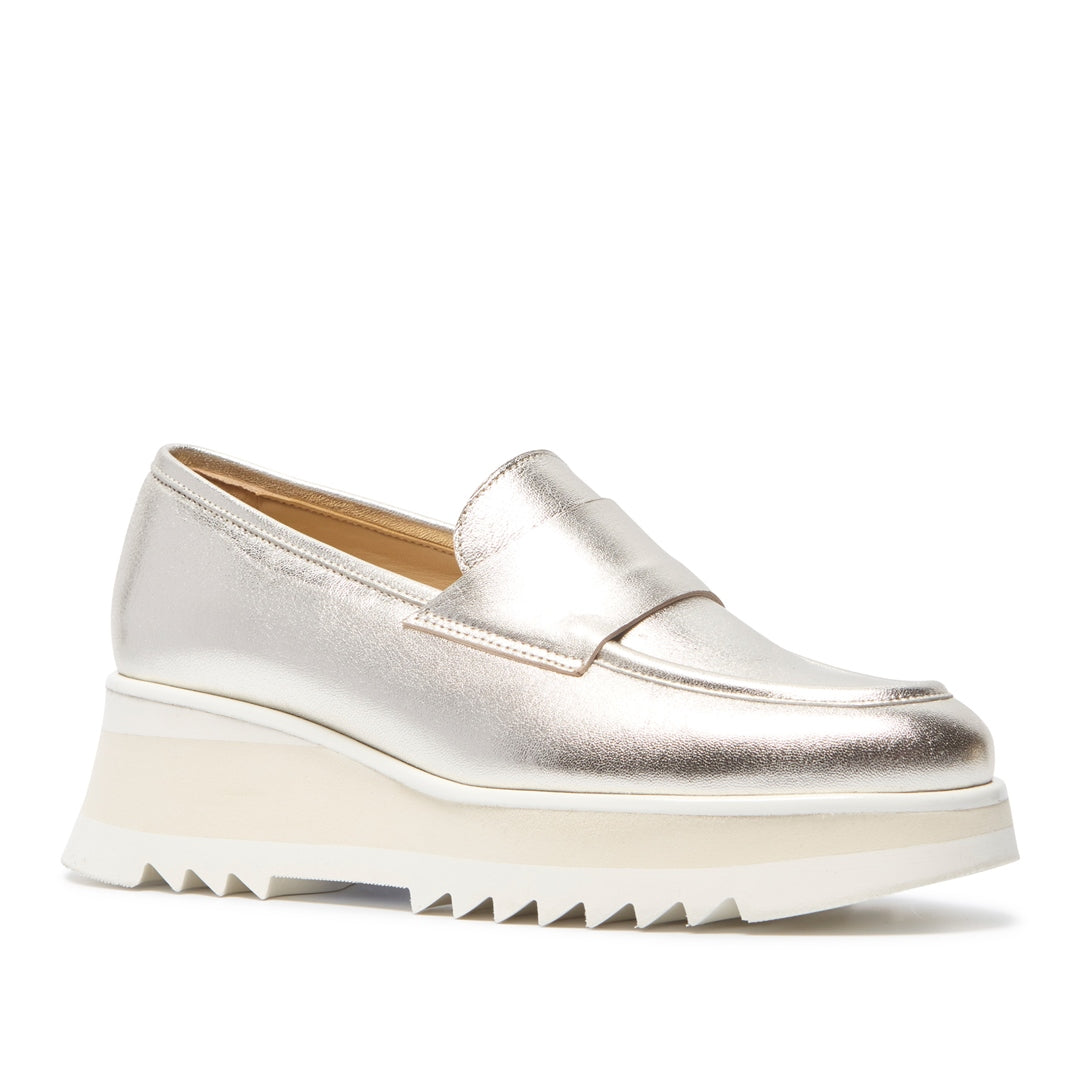 Grigio Champagne Leather Loafers
