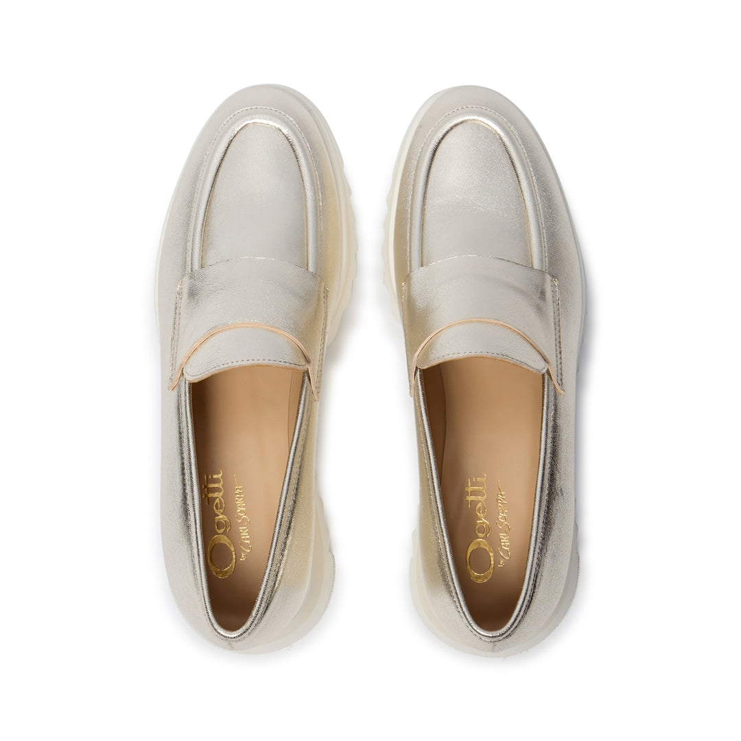 Grigio Champagne Leather Loafers