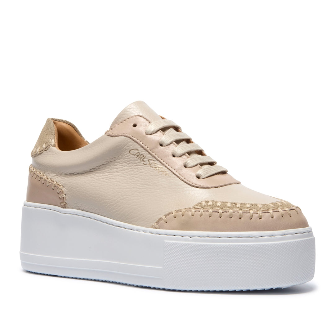 Padova Stitch Beige Leather Trainers