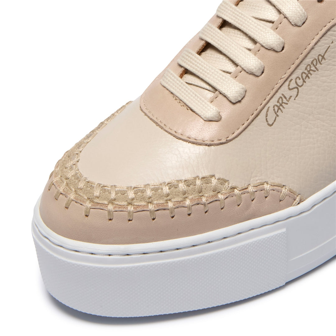 Padova Stitch Beige Leather Trainers