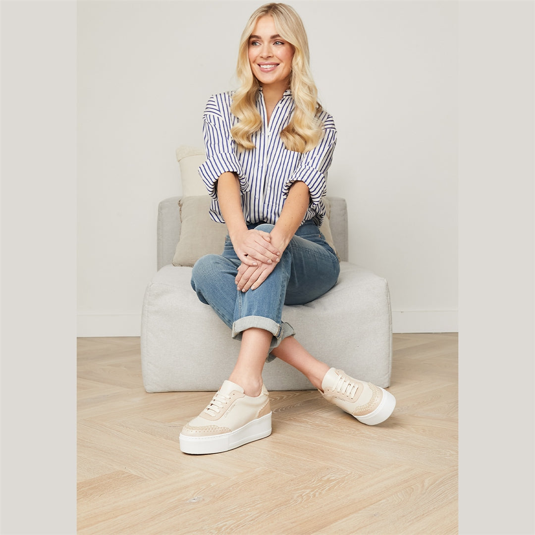 Padova Stitch Beige Leather Trainers