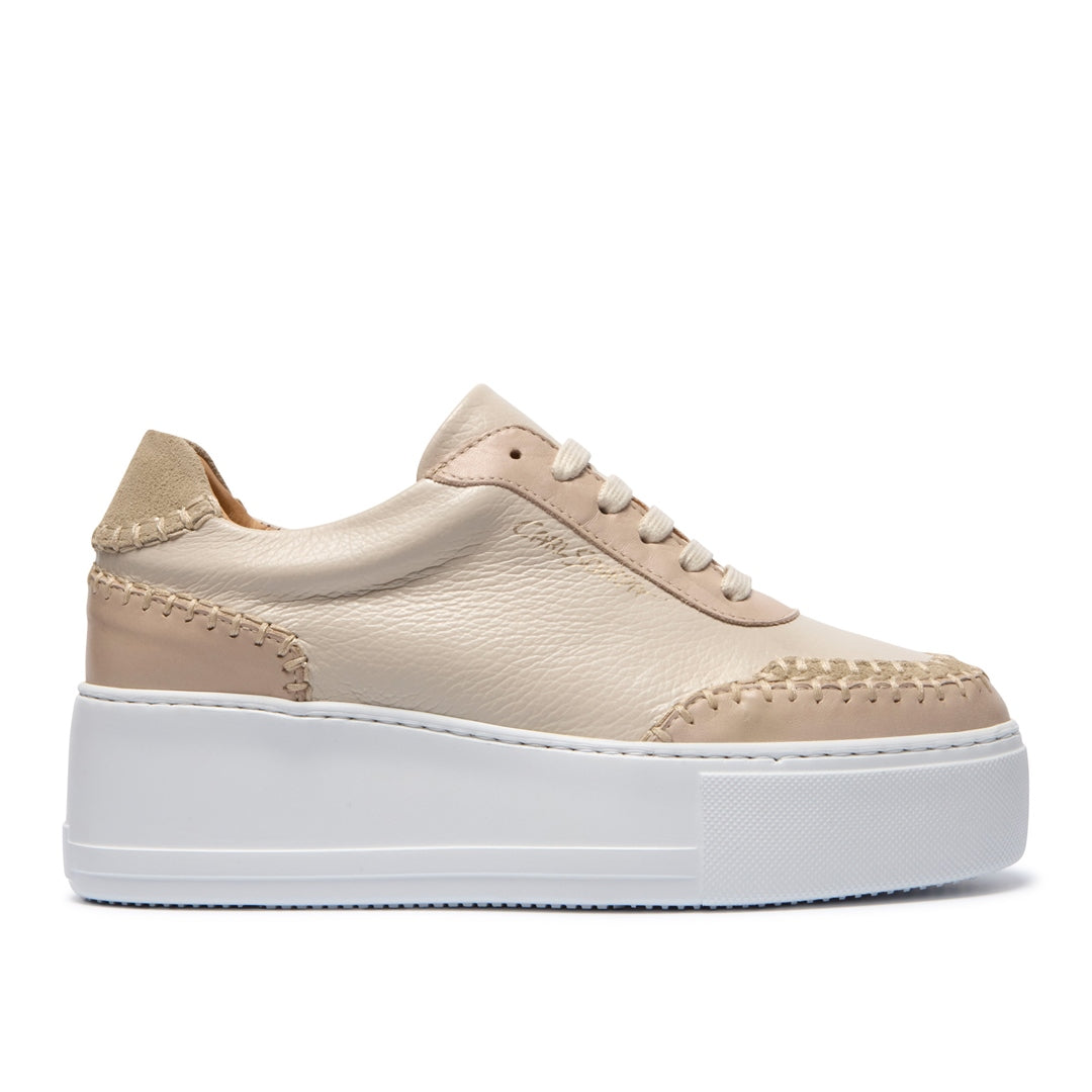 Padova Stitch Beige Leather Trainers