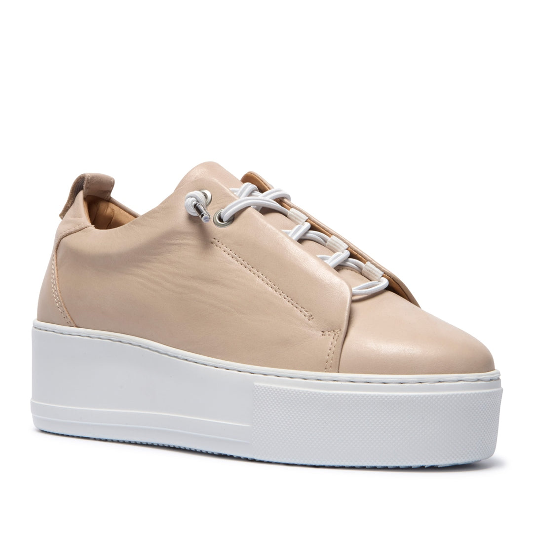 Raya Beige Leather Trainers