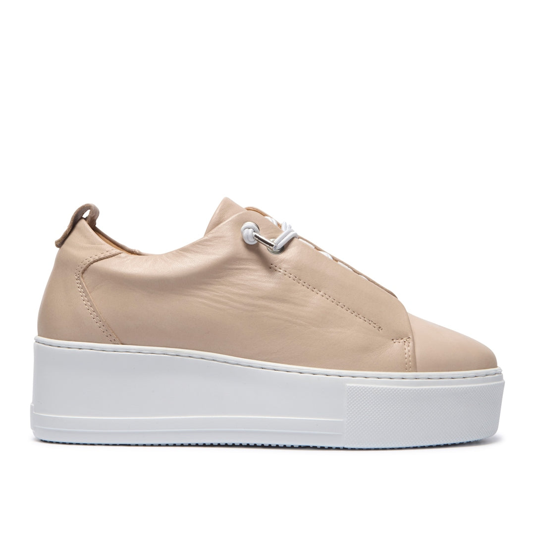 Raya Beige Leather Trainers