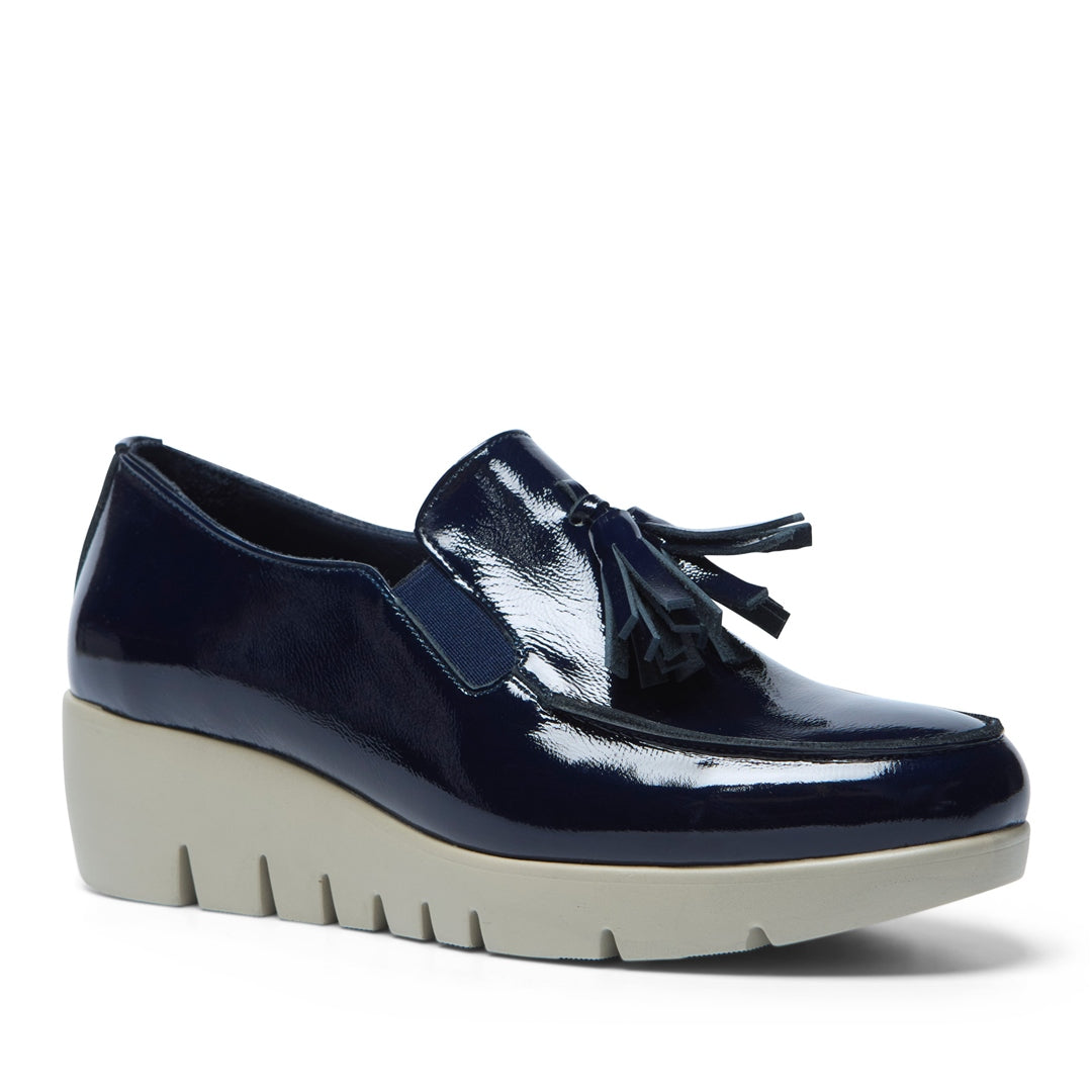 Florette Navy Leather Loafers